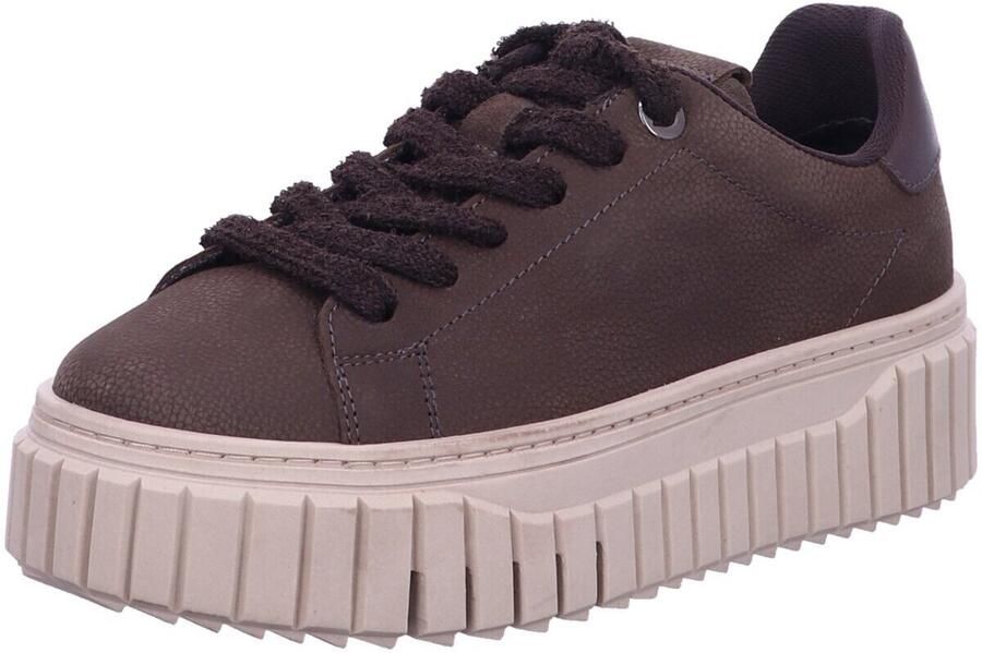 Tamaris dames plateau-sneaker van leer donkerbruin - Foto 2