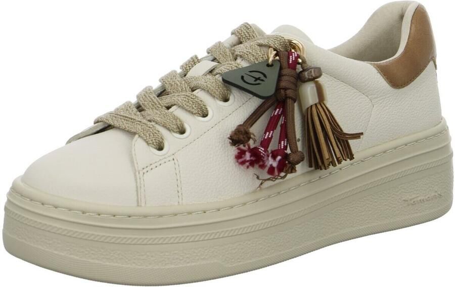 Tamaris dames leren sneaker 1-23775-47-430 dames veterschoen beige - Foto 3