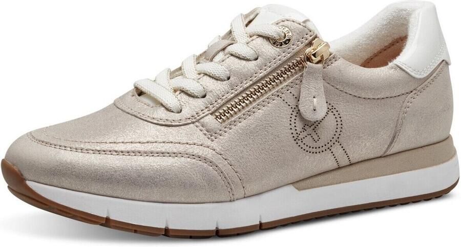 Tamaris Comfort leren dames sneakers beige Uitneembare zool - Foto 5