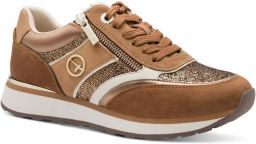 Tamaris Sneakers met sleehak vrijetijdsschoen lage schoen veterschoen met contrastafwerkingen