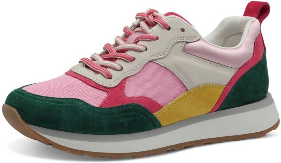 Tamaris Sneakers vrije tijd schoen lage schoen veterschoen met kleurrijke contrasterende inzetstukken