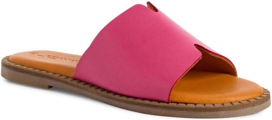 Tamaris Slippers van leer met licht gestructureerde zool - Foto 3