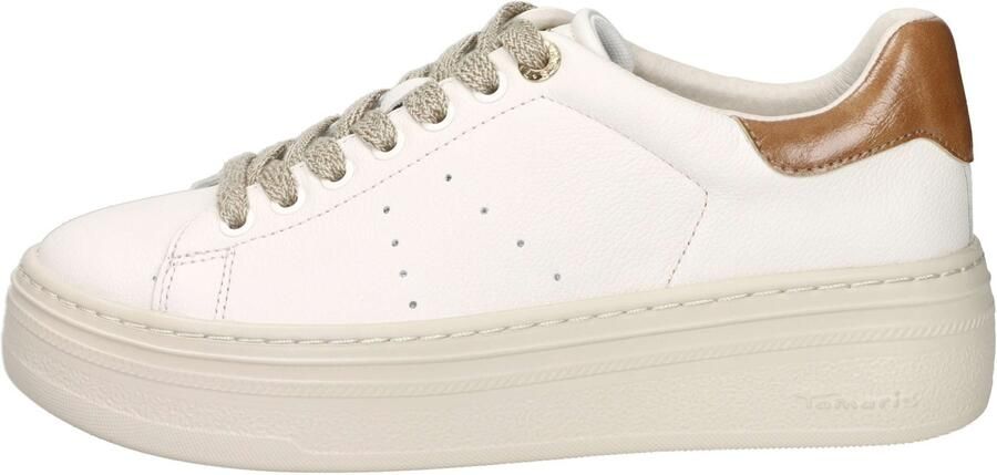 Tamaris dames leren sneaker 1-23775-47-430 dames veterschoen beige - Foto 4