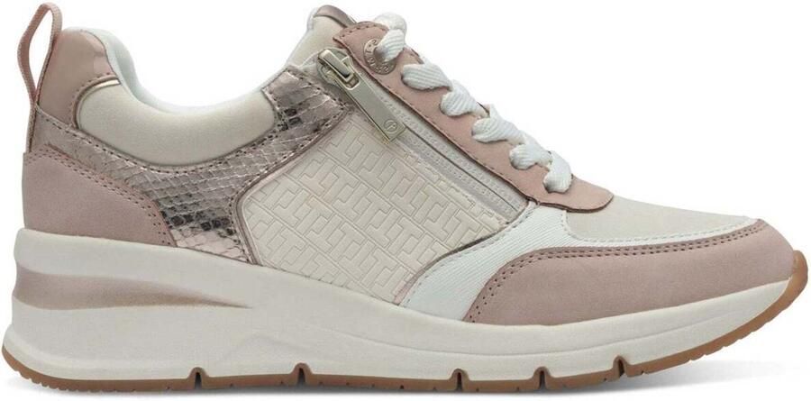 Tamaris Sneakers met sleehak vrijetijdsschoen lage schoen veterschoen met buitenrits - Foto 8