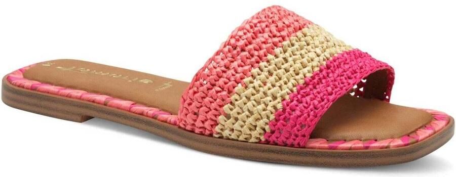 Tamaris Slippers blokhak zomerschoen strandschoen tweekleurige bies van bamboe - Foto 4