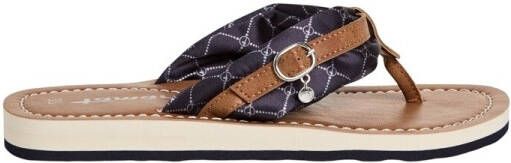 Tamaris Teenslippers Avril zomerschoenen flats slippers met t-logo hanger