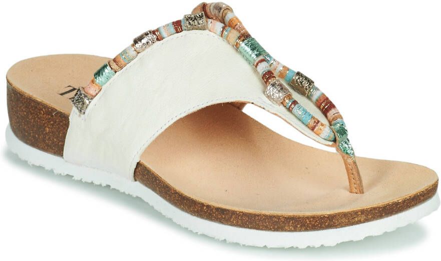Think! Teenslippers Julia sleehak zomerschoen pantoffels met kleurrijke decoratieve elementen