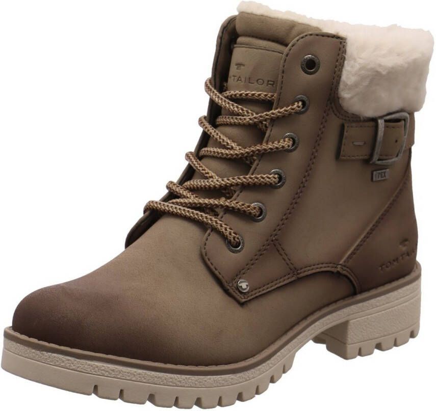Tom Tailor Winterlaarzen blokhak veterschoenen winterlaarsjes modieuze decoratieve gesp