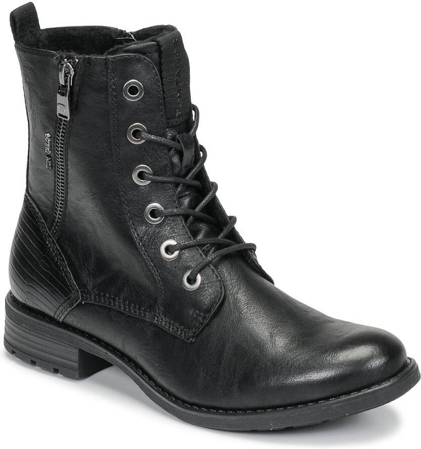Tom Tailor Enkellaarsjes met geregen veters black 37