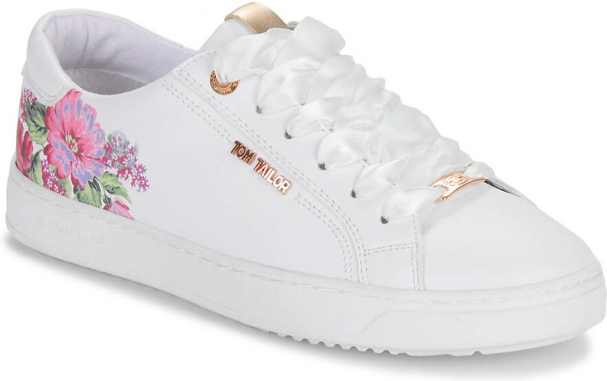 Tom Tailor Plateausneakers met kleurrijke bloemenprint vrijetijdsschoen lage schoen veterschoen