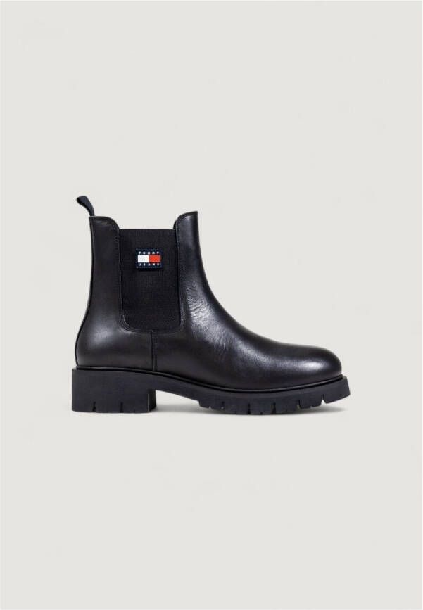 TOMMY JEANS Chelsea-boots TJW CHELSEA LEATHER BOOT blokhak instaplaarzen enkellaarsjes met typische logovlag - Foto 2
