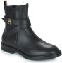 Tommy Hilfiger Zwarte leren enkellaarsjes met zijlogo Black Dames - Thumbnail 2