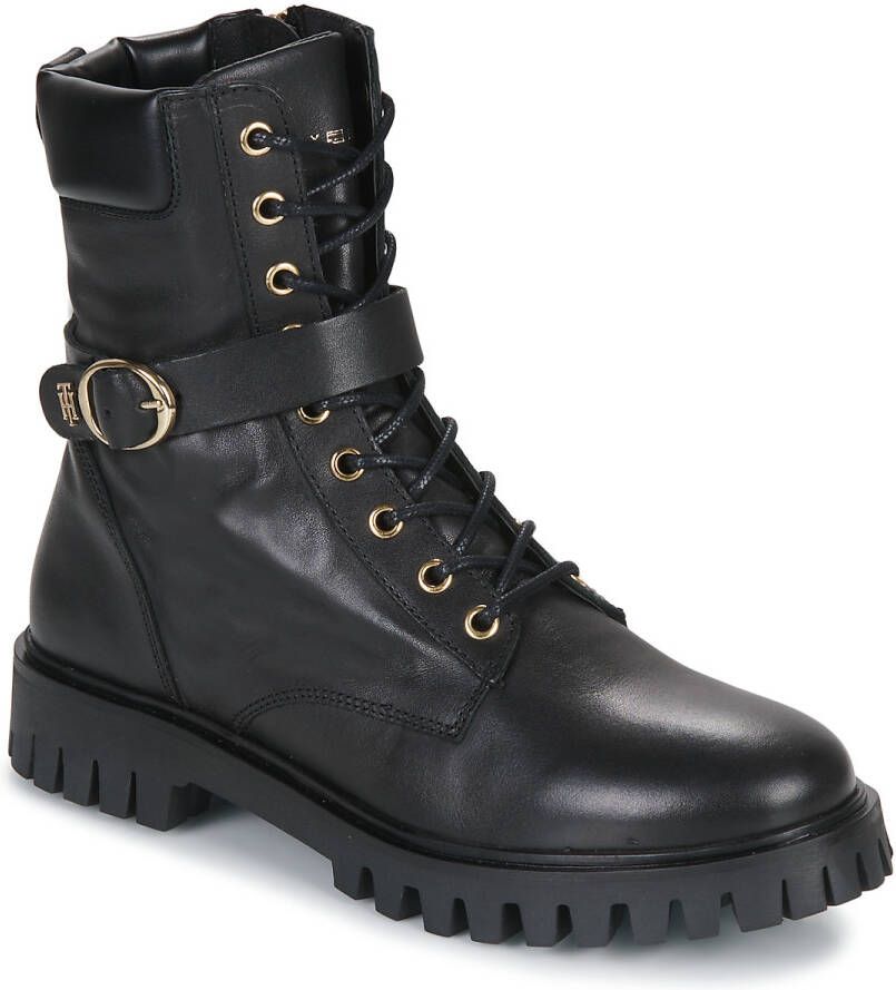 Tommy Hilfiger Veterlaarsjes MONOCHROMATIC LACE UP BOOT met logoprint opzij - Foto 7