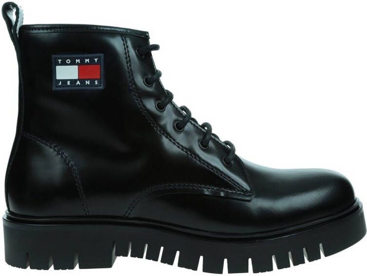 TOMMY JEANS Veterschoenen TJW LACE UP BOOT blokhak plateau veterschoen chunky boots logo-applicatie