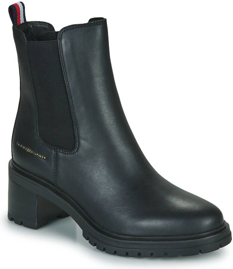 Tommy Hilfiger Chelsea-boots ESSENTIAL MIDHEEL LEATHER BOOTIE met blokhak