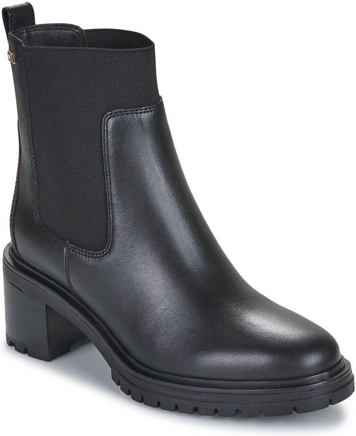 Tommy Hilfiger Chelsea-boots FLAG MID HEEL LEATHER CHELSEA hakken enkellaars instaplaarzen met zijlogo-vlag - Foto 2