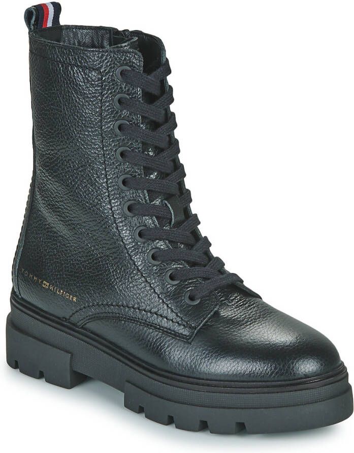 Tommy Hilfiger Veterlaarsjes MONOCHROMATIC LACE UP BOOT met logoprint opzij - Foto 9