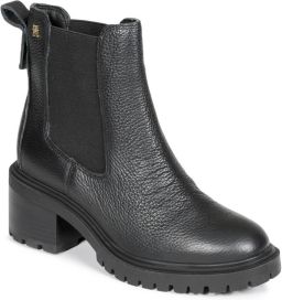 Tommy Hilfiger Chelsea-boots TH LEATHER CHELSEA CLEATED HEEL blokhak enkellaarsje met klein logo-embleem
