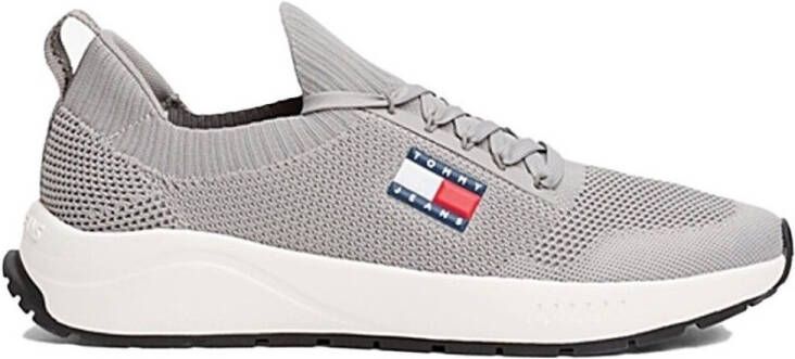 Tommy Hilfiger Grijze Sneakers Met Logo Ronde Neus