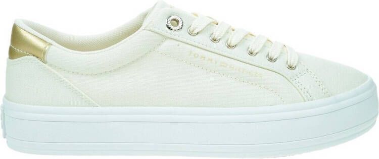 Tommy Hilfiger Plateausneakers ESSENTIAL VULC CANVAS SNEAKER Contrastafwerking in metalliclook vrijetijdsschoen lage schoen veterschoen - Foto 3