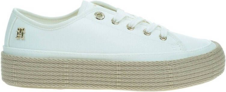 Tommy Hilfiger Plateausneakers VULC ESPADRILLE SNEAKER vrijetijdsschoen halfhoge schoen veterschoen met bastbezette plateauzool