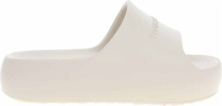 TOMMY JEANS Slippers TJW CHUNKY POOL SLIDE ESS plateau zomerschoen instapschoen comfortabele schoen logo-opdruk