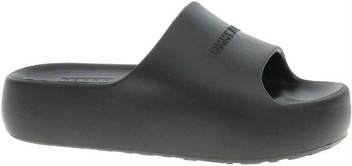 TOMMY JEANS Slippers TJW CHUNKY POOL SLIDE ESS plateau zomerschoen instapschoen comfortabele schoen logo-opdruk
