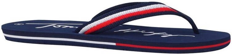 Tommy Hilfiger Teenslippers LOGO PRINT FLIP FLOP met strepen - Foto 4