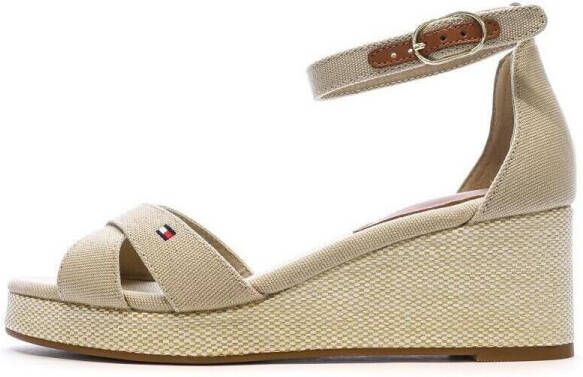 Tommy Hilfiger Sleehaksandaaltjes FLAG CRISS-CROS MID WEDGE ESPAD bandjessandaal zomerschoen met verstelbare gesp