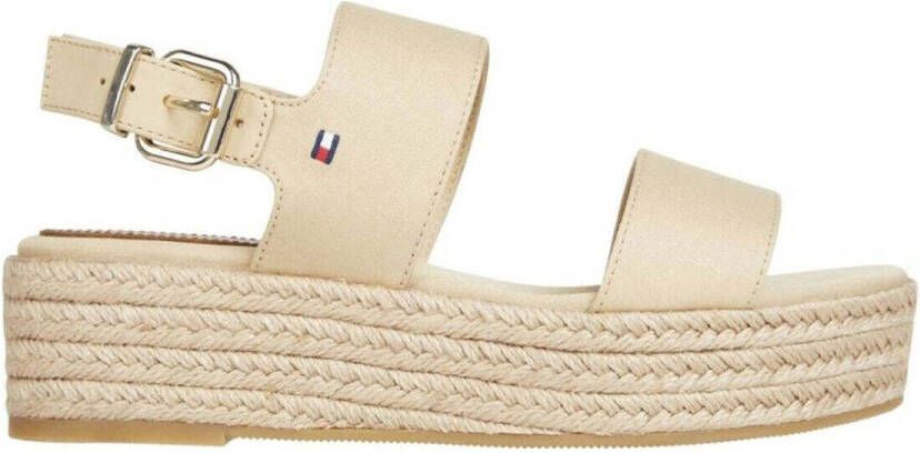 TOMMY HILFIGER Espadrilles Dames Mid Wedge Sandal Katoen Beige