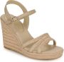 Bruin Tinten Essential Basic Wedge Espadrilles Met Sleehak Dames Beige - Thumbnail 3
