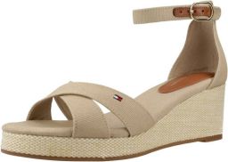 Tommy Hilfiger Sleehaksandaaltjes FLAG CRISS-CROS MID WEDGE ESPAD bandjessandaal zomerschoen met verstelbare gesp