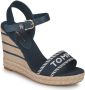 Tommy Hilfiger Dames Marineblauwe Gouden Webbing Sleehak Sandalen Blue Dames - Thumbnail 4