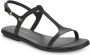 Tommy Hilfiger Zwarte Leren Platte Sandalen - Thumbnail 2