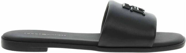 Tommy Hilfiger Slippers TH LOGO HARDWARE LEATHER MULE zomerschoen flats comfortabele schoen met th-logo