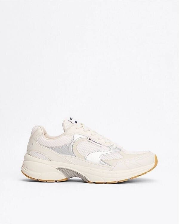 TOMMY JEANS Sneakers met sleehak THE CONEY METALLIC vrijetijdsschoen veterschoen lage schoen ugly sneaker logo-patch
