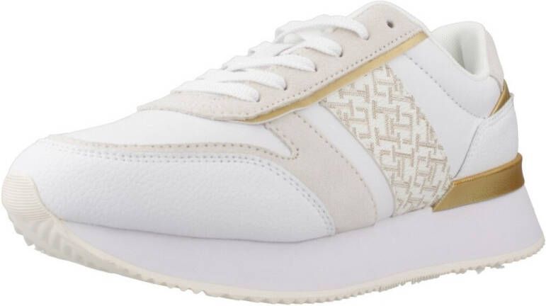 Tommy Hilfiger Plateausneakers LUX MONOGRAM RUNNER veterschoenen lage schoen vrijetijdsschoen met gouden accenten