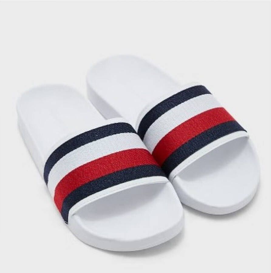 Tommy Hilfiger Badslippers SHIMMERY RIBBON POOL SLIDE met gestreepte band