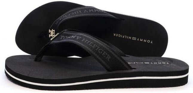 Tommy Hilfiger Teenslippers HILFIGER WEBBING BEACH SANDAL zomerschoen flats comfortabele schoen dianet met tweekleurige zool