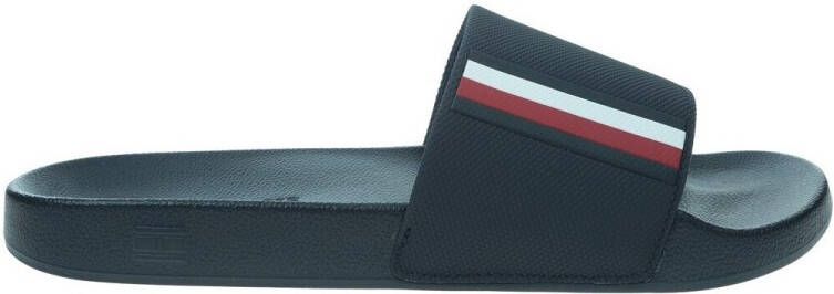 Tommy Hilfiger Slippers CORPORATE TEXTURED POOL SLIDE strandmode instapschoen poolslide met gekleurde strepen
