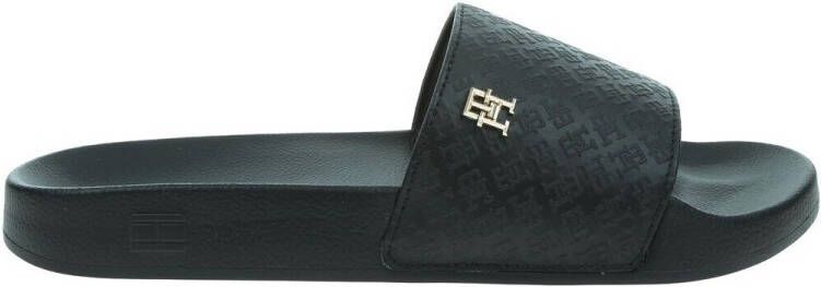 Tommy Hilfiger Slippers TH MONOGRAM POOLSIDE comfort-schoen zomerschoen instapschoen met th-sieraad