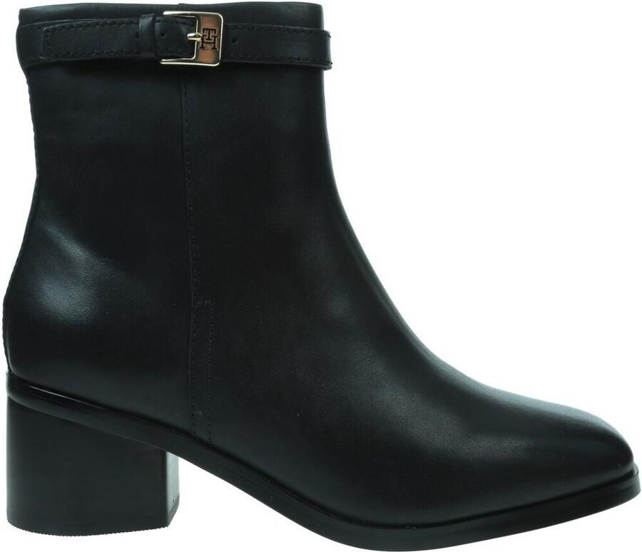 Tommy Hilfiger Laarsjes TH BUCKLE RIDING MID HEEL BOOTIE blokhak business schoen in smalle vorm
