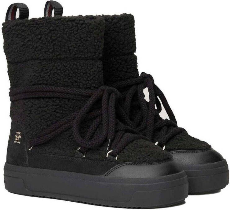 TOMMY HILFIGER Snowboots Dames Lace-up Snowboot Maat: 41 Materiaal: Teddy Kleur: Zwart - Foto 6