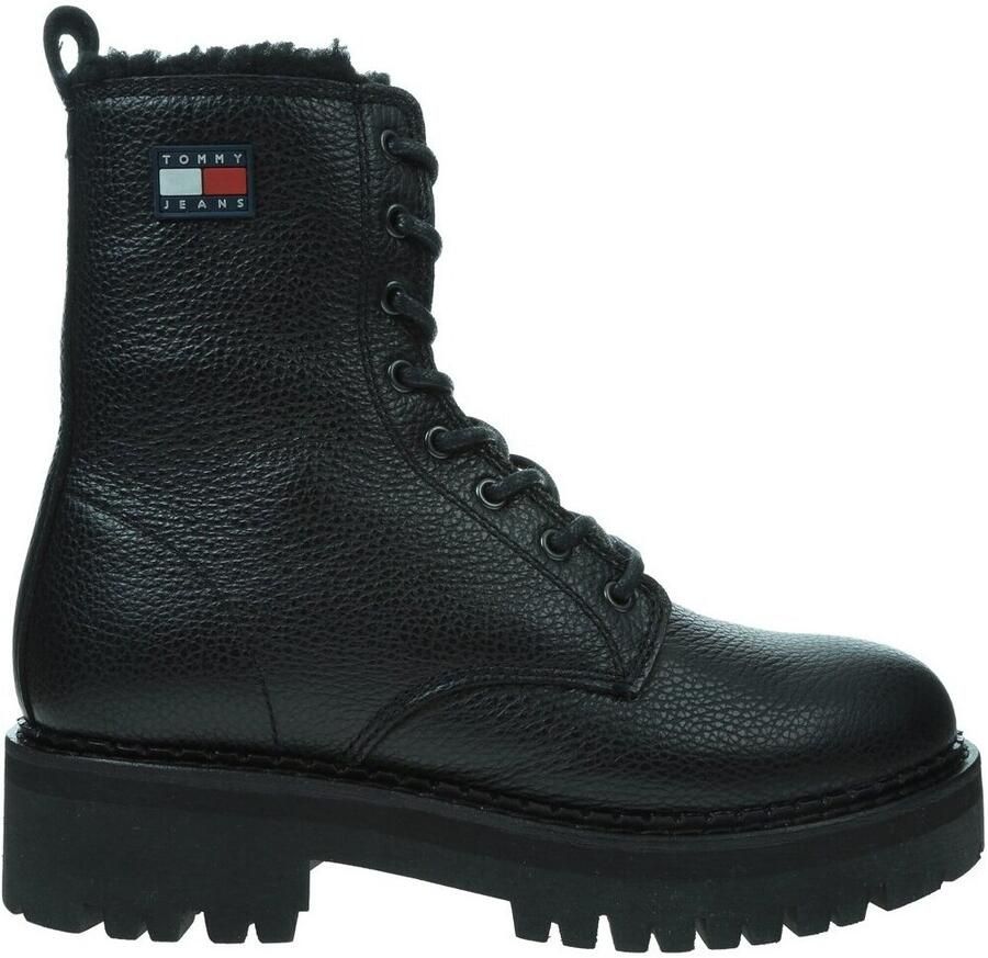 TOMMY JEANS Winterlaarzen TJW URBAN LACEUP BOOT WL blokhak veterboots enkellaars met praktische aantreklus