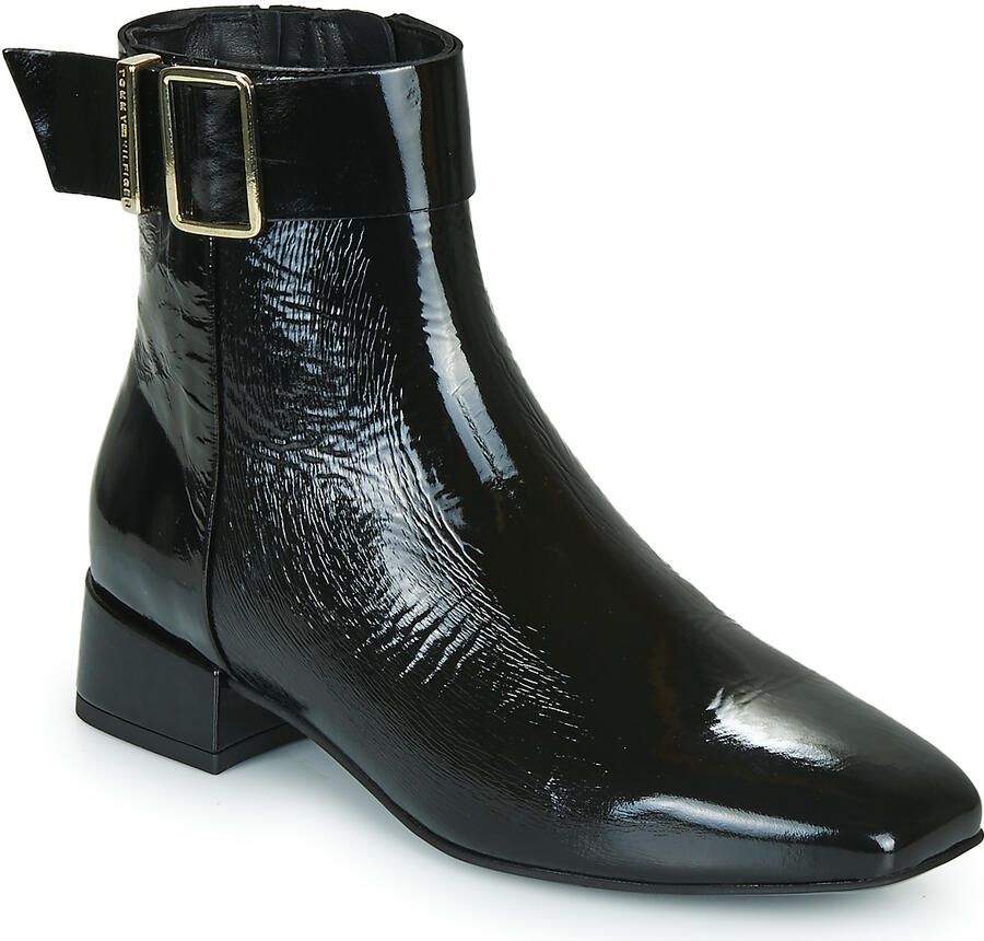 Tommy Hilfiger Patent square toe mid heel boo BDS black Zwart