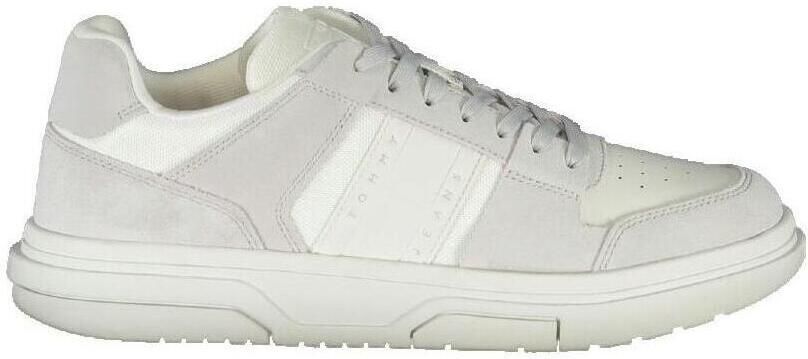 Tommy Hilfiger Sportieve witte vetersneakers met contrastdetails White Heren