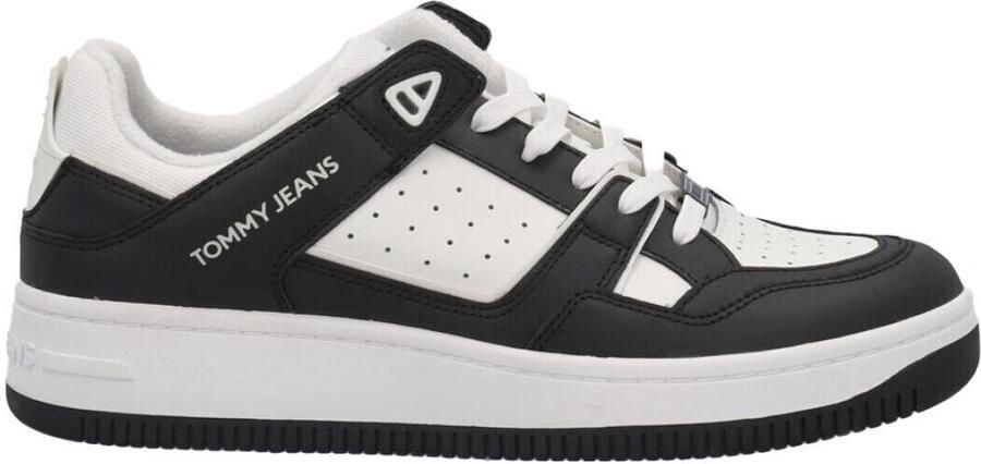 Tommy Jeans Retro Cupsole Leren Sneakers Black Heren