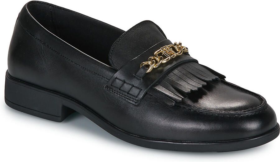 Tommy Hilfiger Loafers TH CHAIN FRINGE LEATHER LOAFER blokhak slipper zakelijke schoen met modieuze franjes - Foto 4