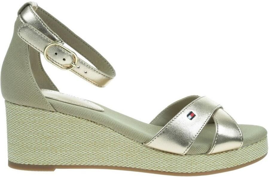 Tommy Hilfiger Sleehaksandaaltjes FLAG METALLIC MID WEDGE ESPAD bandjessandaal zomerschoen met verstelbare gesp - Foto 3