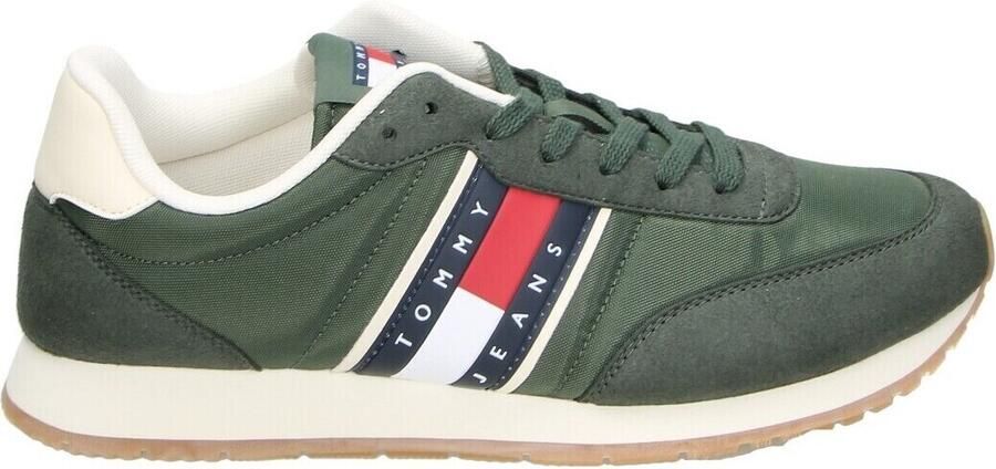 Tommy Jeans Sneakers hoog lichtbeige marine jade groen rood wit